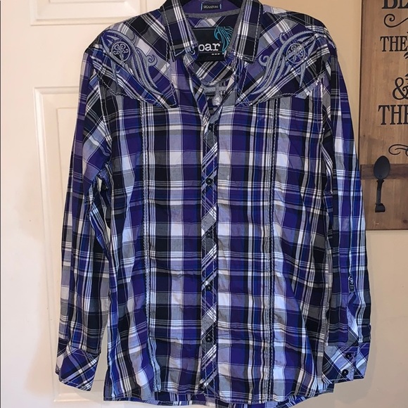NWOT Roar plaid button up shirt - Picture 1 of 8